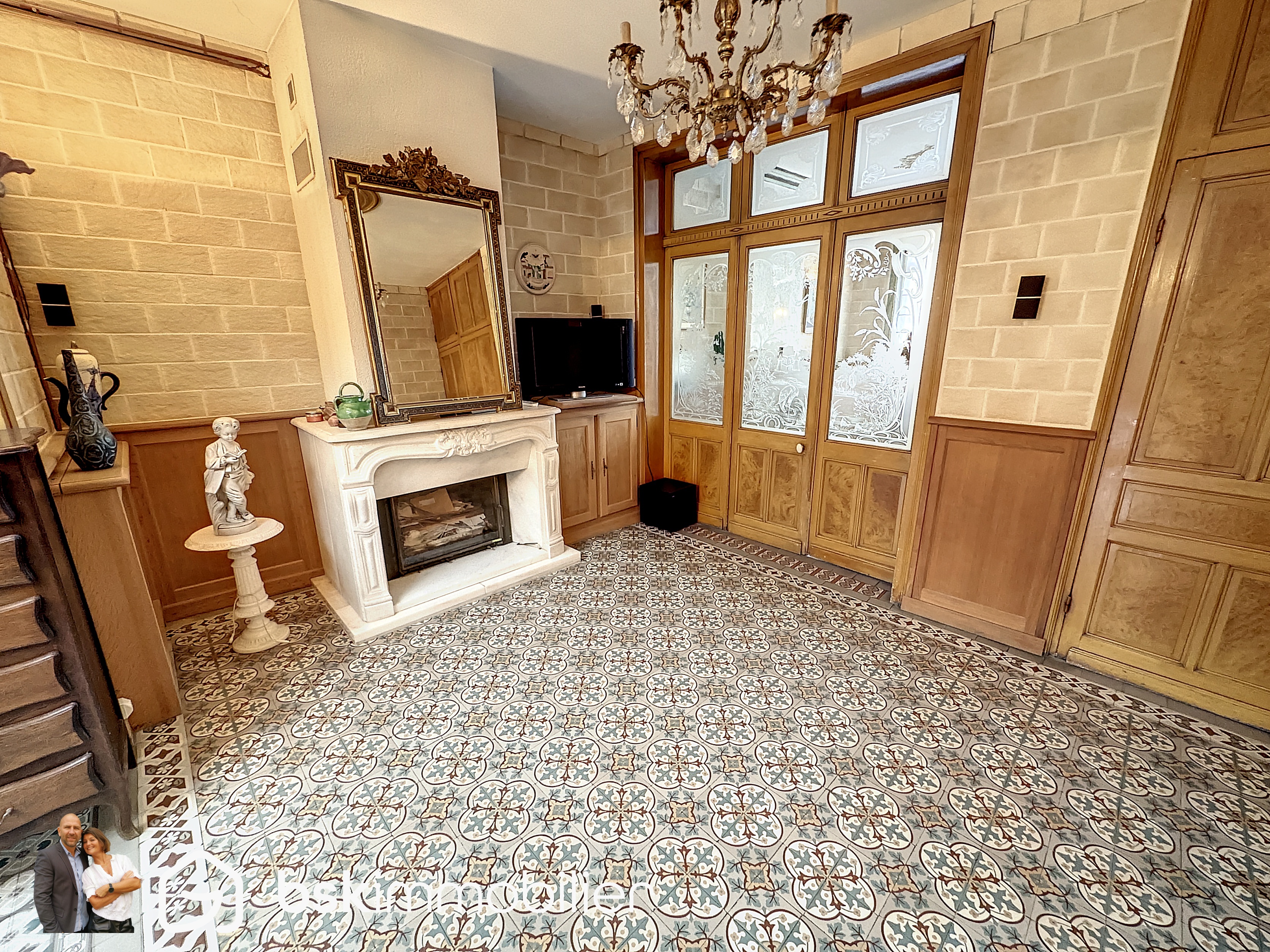 Salon cheminée marbre maison Hénin-Beaumont